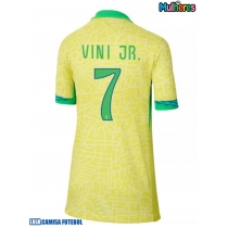 Camisa de Futebol Brasil Vinicius Junior #7 Equipamento Principal Mulheres Copa America 2024 Manga Curta